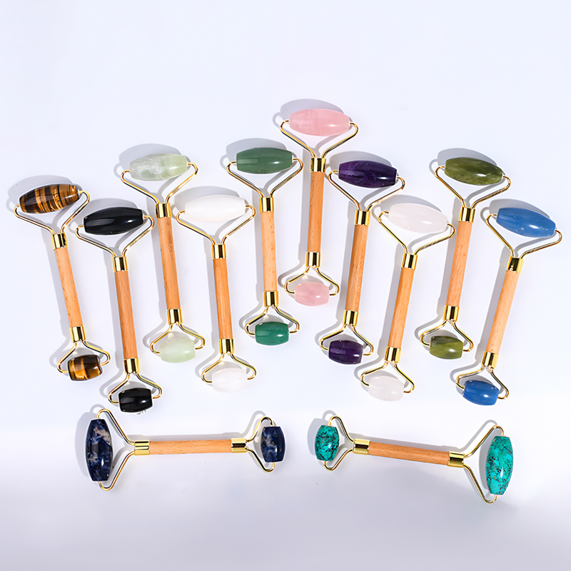 Professional Authentic Facial Jade Roller with Bamboo Handle for Anti-Aging & Facial Contouring MOQ 100pcs - Image 3