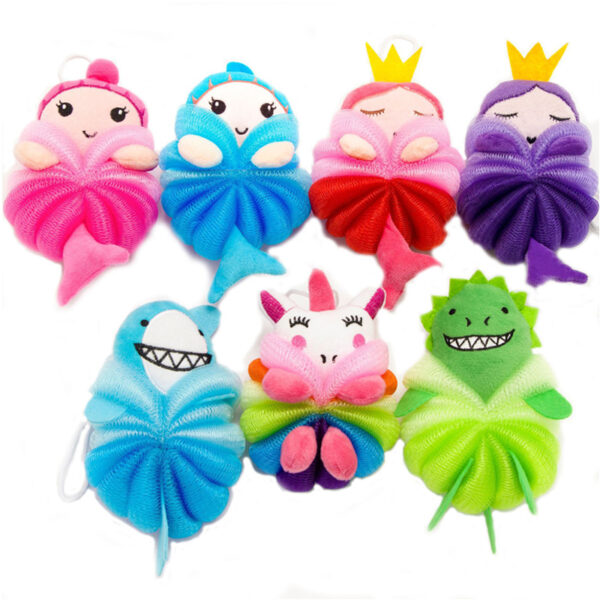 Kids’ Cartoon Shower Poufs