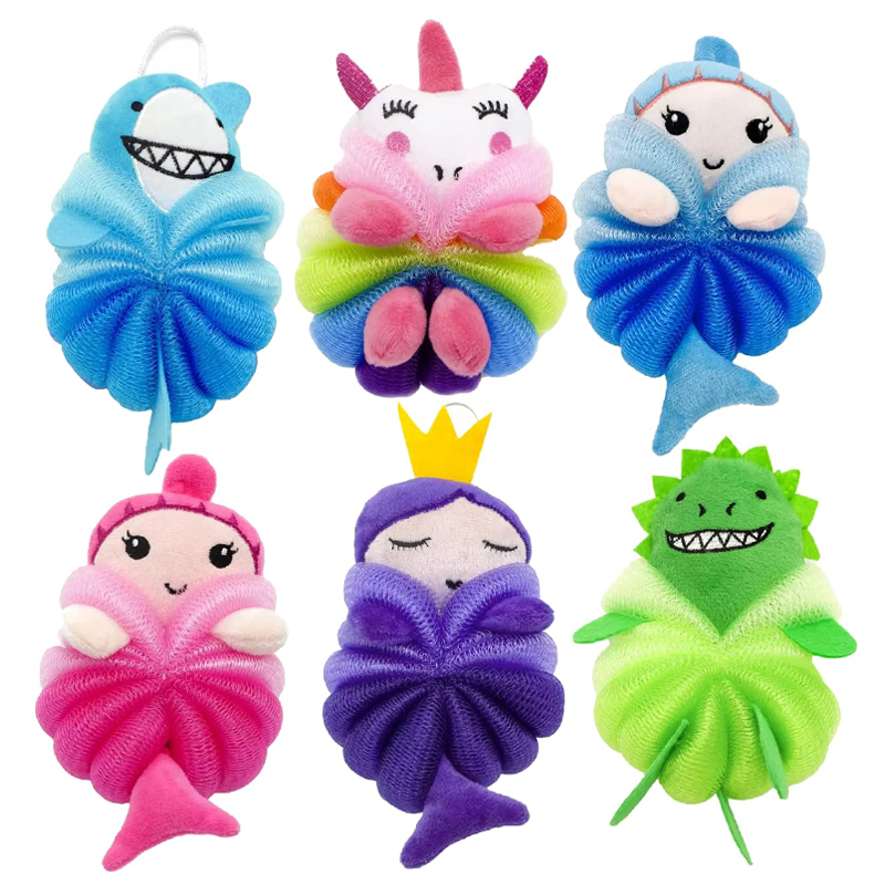 Kids’ Cartoon Shower Poufs